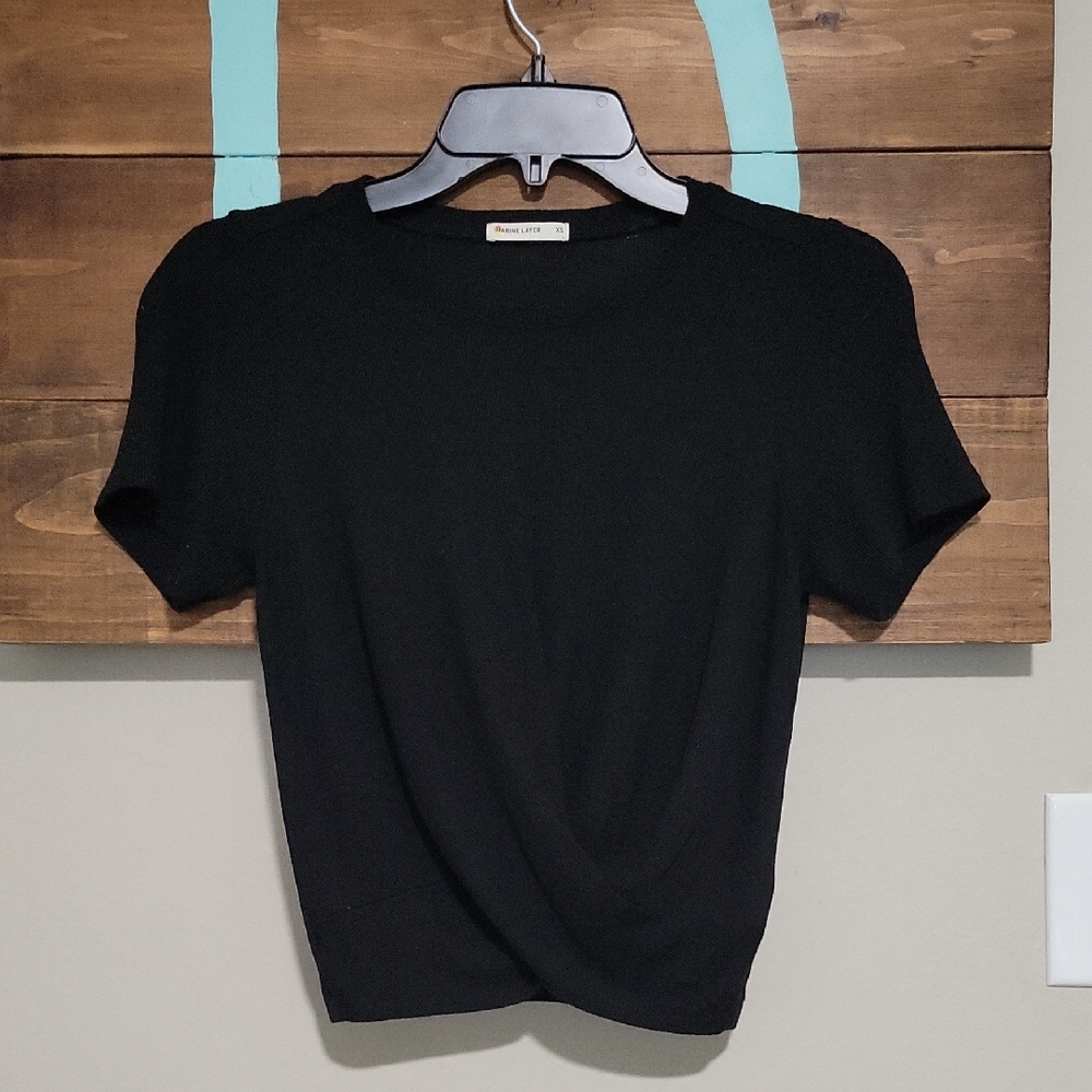 Marine Layer Rib Twist Front Crop Tee Size Xs